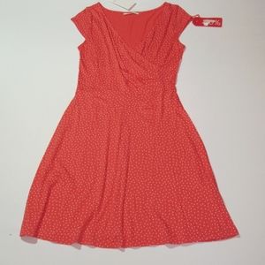 NWT- CAMAIEU Orange polka dot Dress
